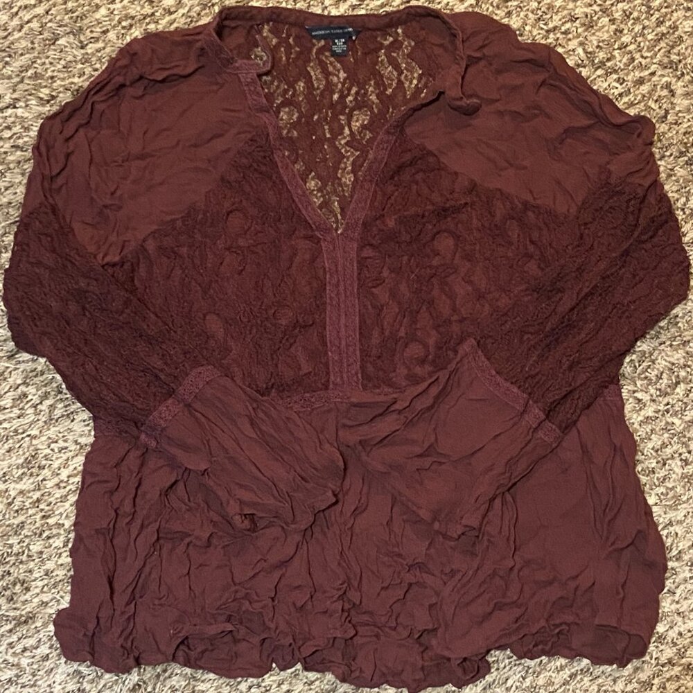 Burgundy Lace Blouse